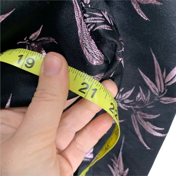 Vintage Y2K MSK Purple Foliage Pattern Silk Blend Satin Longline Blazer Petite M - Picture 8 of 16